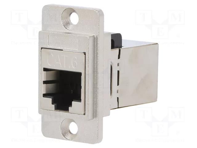 Coupler; DUALSLIM; Cat: 6; shielded; 8p8c; RJ45 socket,both sides CLIFF CP30722SM