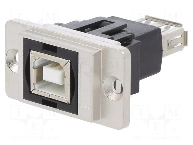 Coupler; DUALSLIM; gold-plated; USB A socket,USB B socket; 29mm CLIFF CP30707NM