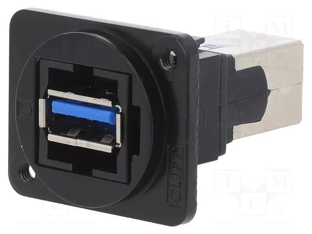 Coupler; USB A socket,USB B socket; FT; USB 3.0; metal; Thread: M3 CLIFF CP30210NM3B