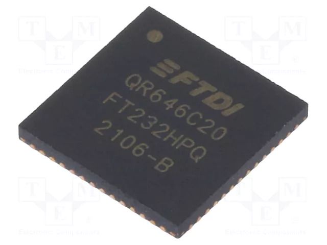IC: interface; I2C,MPSSE,SPI,UART,USB C; Hi-Speed; 3÷3.6VDC FTDI FT232HPQ-TRAY