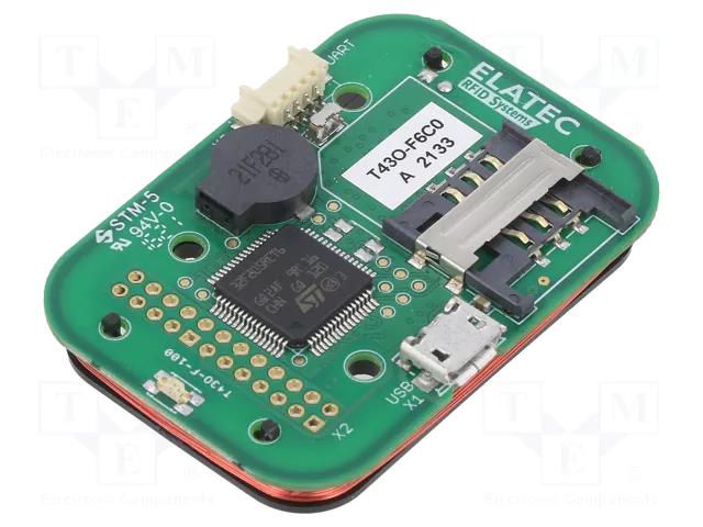 RFID reader; 4.3÷5.5V; antenna; Range: 100mm; 50x35x7mm; 120mA ELATEC T43O-F6C0-P