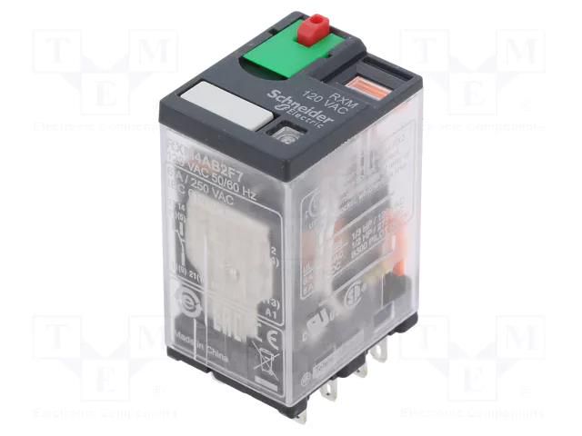 Relay: electromagnetic; 4PDT; Ucoil: 120VAC; Icontacts max: 6A SCHNEIDER ELECTRIC RXM4AB2F7