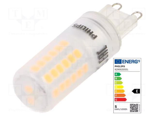 LED lamp; warm white; G9; 230VAC; 570lm; P: 4.8W; 2700K; CRImin: 80 PHILIPS 65780200