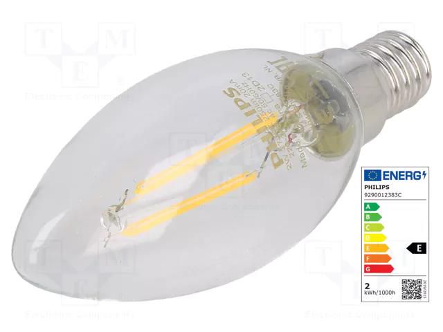 LED lamp; warm white; E14; 230VAC; 250lm; P: 2W; 2700K; CRImin: 80 PHILIPS 77753100