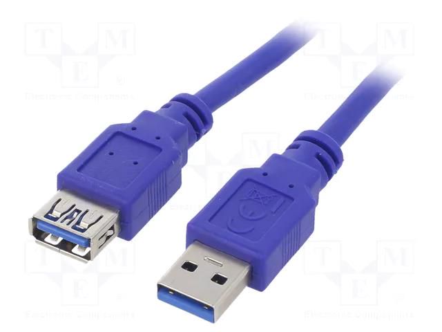 Cable; USB 3.0; USB A socket,USB A plug; 3m; blue; PVC; Cablexpert GEMBIRD CCP-USB3-AMAF-10