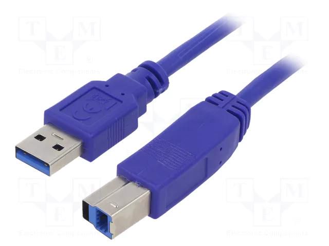 Cable; USB 3.0; USB A plug,USB B plug; gold-plated; 0.5m; blue GEMBIRD CCP-USB3-AMBM-0.5M