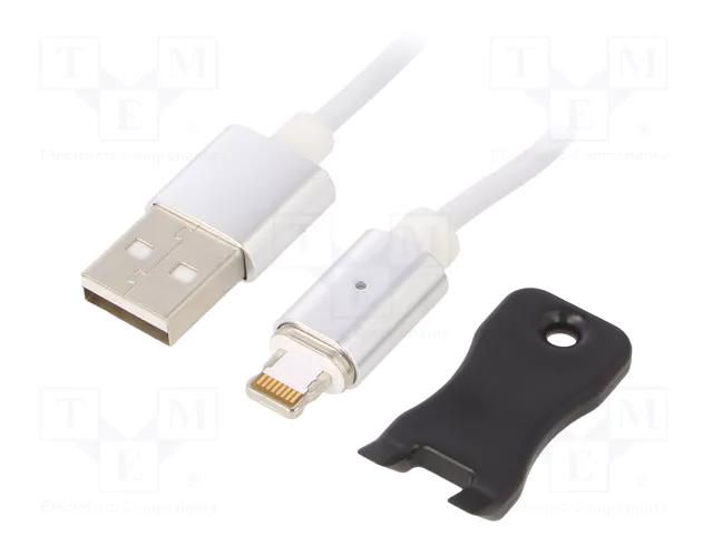 Cable; magnetic,USB 2.0; Apple Lightning plug,USB A plug; 1m GEMBIRD CC-USB2-AMLMM-1M