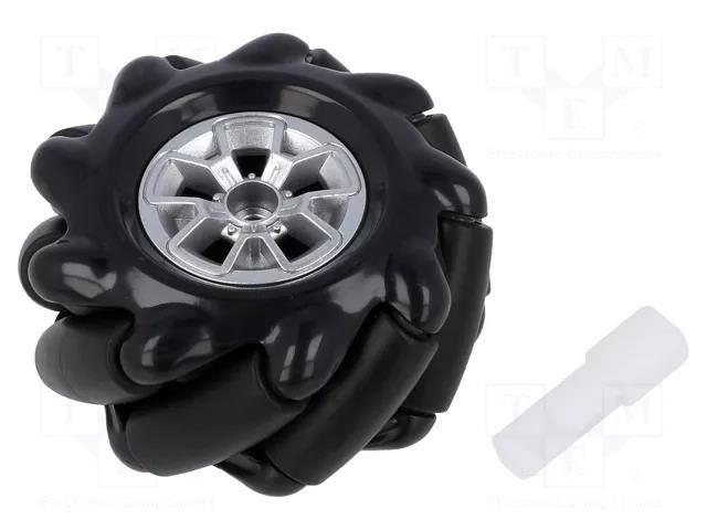 Left wheel; black; screw; Ø: 60mm; Plating: rubber; W: 30.62mm; 1pcs. DFROBOT DF-FIT0765