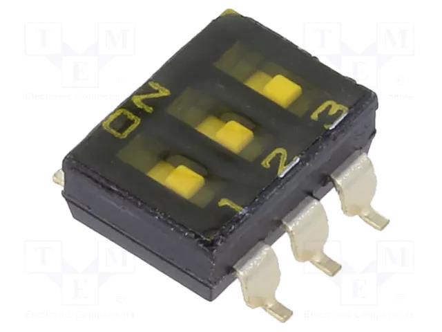 Switch: DIP-SWITCH; OFF-ON; 0.025A/24VDC; Pos: 2; -40÷85°C; SMD KNITTER-SWITCH SBS1003