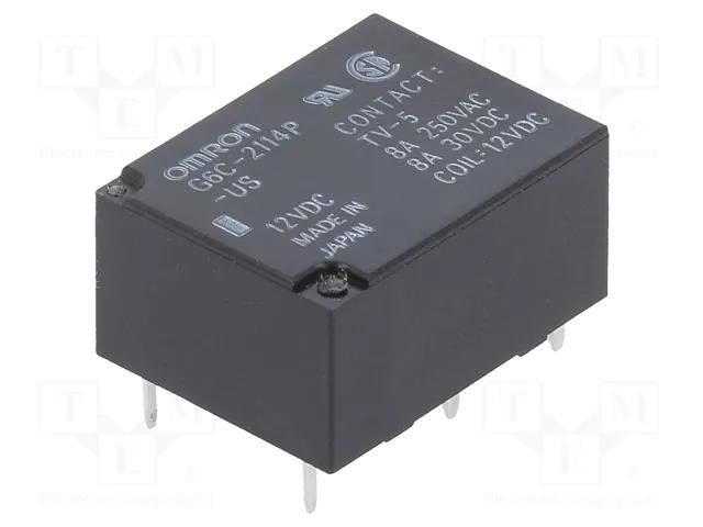 Relay: electromagnetic; SPST-NO; Ucoil: 12VDC; Icontacts max: 10A OMRON Electronic Components G6C-2114P-US-12DC