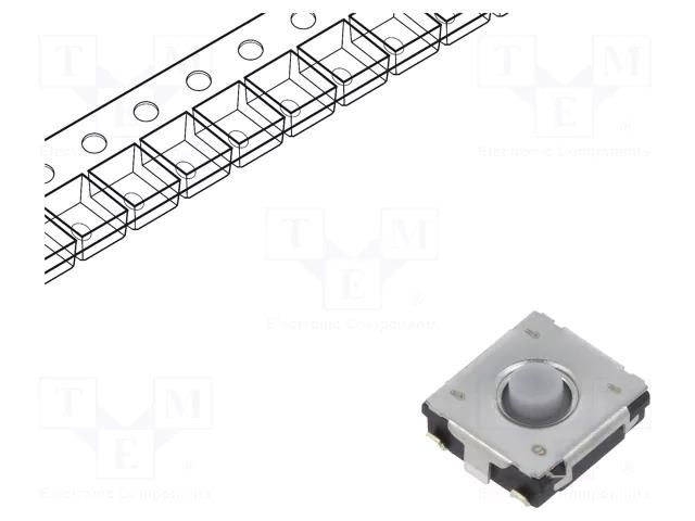 Microswitch TACT; SPST; Pos: 2; 0.02A/15VDC; SMD; none; OFF-(ON) PANASONIC EVQP0S02Q