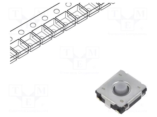 Microswitch TACT; SPST; Pos: 2; 0.02A/15VDC; SMD; none; OFF-(ON) PANASONIC EVQP0S02Q