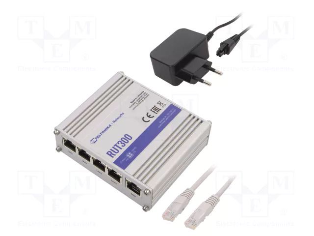 Router; Number of ports: 5; 7÷30VDC; Kit: power supply; RJ45; RUT TELTONIKA RUT300