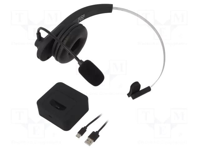 Wireless headphones with microphone; black; USB C; wireless LOGILINK BT0059