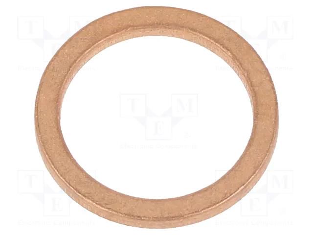 Gasket; copper; Thk: 1.5mm; Øint: 12mm; Øout: 16mm; DIN 7603 ELESA+GANTER DIN7603-CU-12-16-A