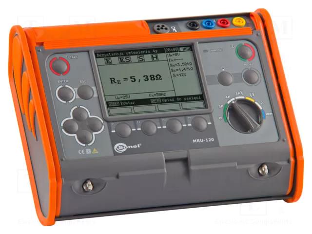 Meter: grounding resistance; LCD; 200mA; 0÷19.9kΩ; IP54; 25V,50V SONEL MRU-120-ENG