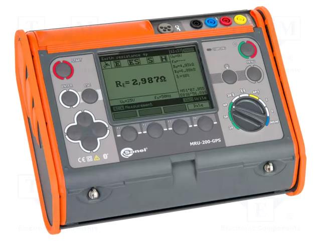 Meter: grounding resistance; LCD; 200mA; 0÷19.99kΩ; IP54; 25V,50V SONEL MRU-200GPS-ENG