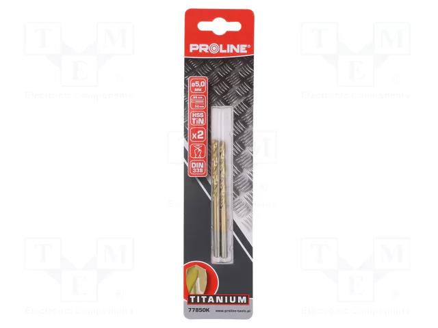 Drill bit; for metal; Ø: 5mm; high speed steel TIN coated HSS-R PROLINE PRE-77850K