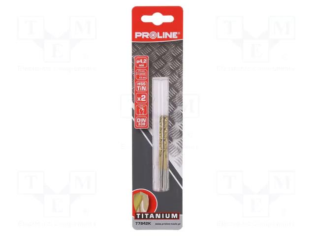 Drill bit; for metal; Ø: 4.2mm; 2pcs; Features: grind blade PROLINE PRE-77842K