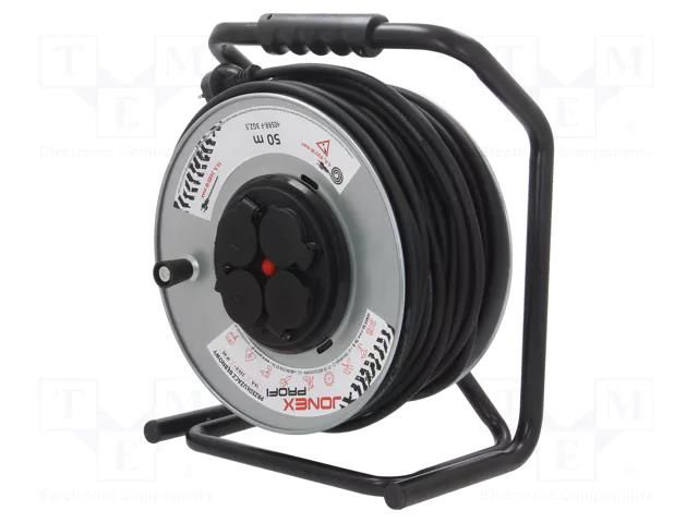 Extension lead; reel,with non-rotating sockets; Sockets: 4; 50m JONEX PS-BM-RR-3X2.5/50