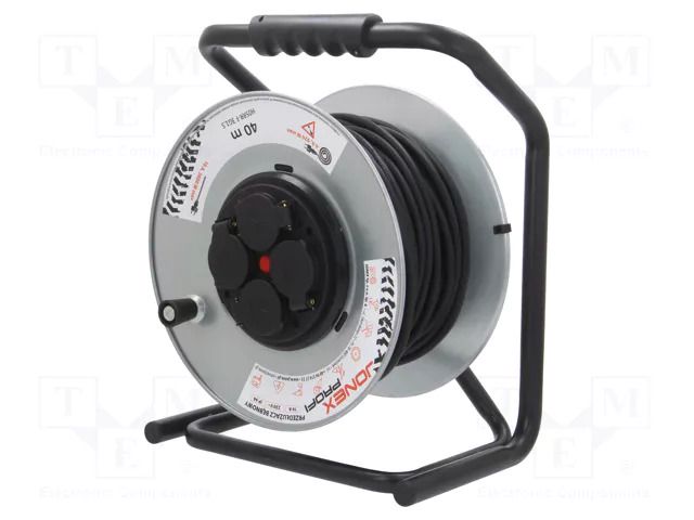 Extension lead; reel,with non-rotating sockets; Sockets: 4; 40m JONEX PS-BM-RR-3X1.5/40