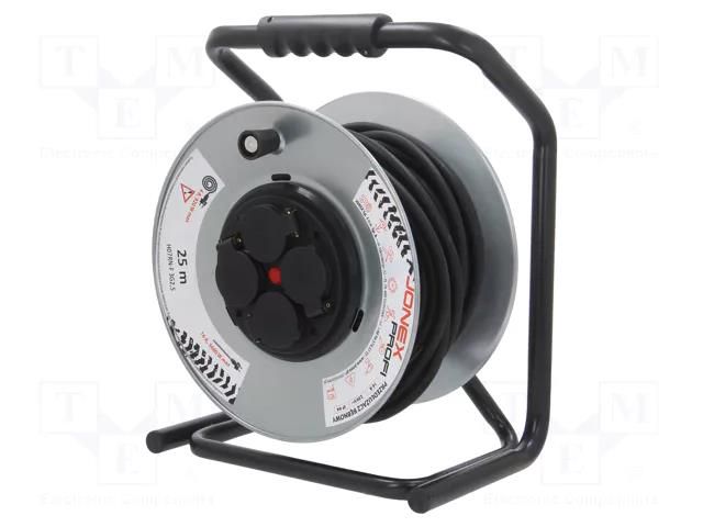 Extension lead; reel,with non-rotating sockets; Sockets: 4; 25m JONEX PS-BM-RN-3X2.5/25