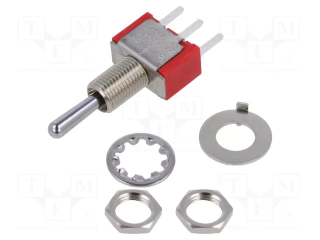 Switch: toggle; Pos: 3; SP3T; ON-OFF-ON; 2A/250VAC; 5A/28VDC; 10mΩ E-SWITCH 100SP3T1B1M2QEH