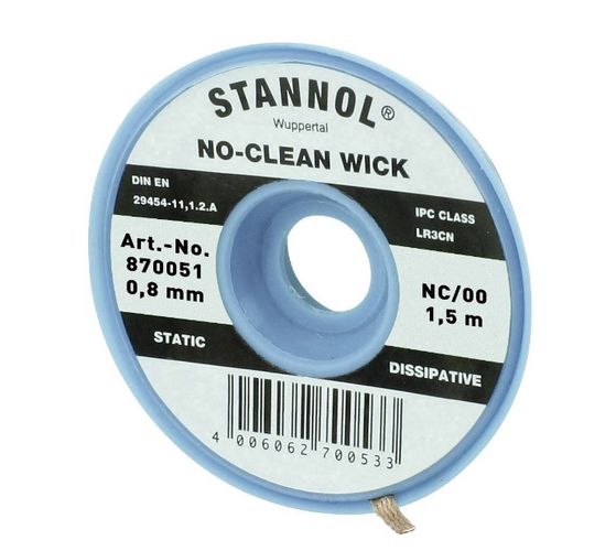 Desoldering wick 0.8mmx1.6m with extra flux Stannol S/870051 4006062700519