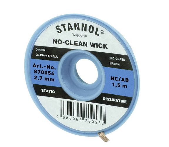 Desoldering wick 2.7mmx1.6m with extra flux Stannol S/870054