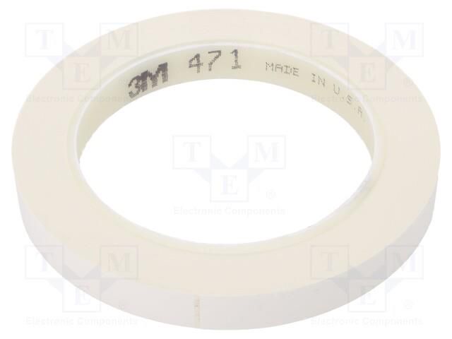 Tape: marking; white; L: 33m; W: 12mm; Thk: 0.13mm; 2.5N/cm; 130% 3M 3M-471-12-33/WH