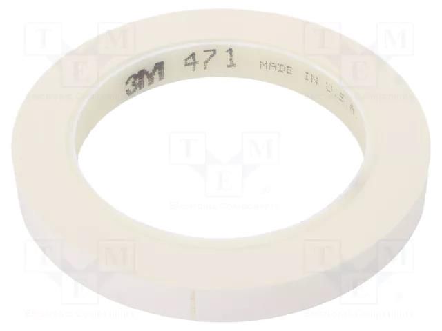 Tape: marking; white; L: 33m; W: 12mm; Thk: 0.13mm; 2.5N/cm; 130% 3M 3M-471-12-33/WH