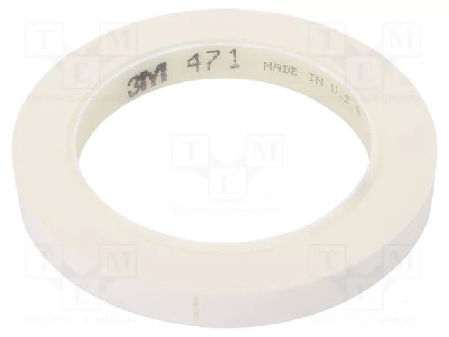 Tape: marking; white; L: 33m; W: 12mm; Thk: 0.13mm; 2.5N/cm; 130% 3M 3M-471-12-33/WH