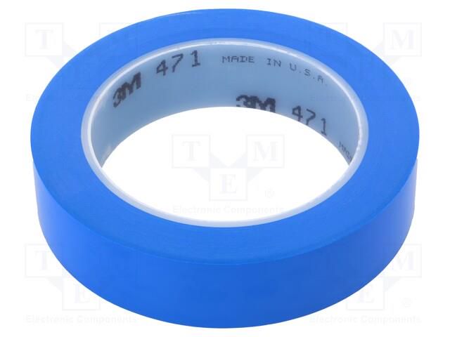 Tape: marking; blue; L: 33m; W: 25mm; Thk: 0.13mm; 2.5N/cm; 130% 3M 3M-471-25-33/BL