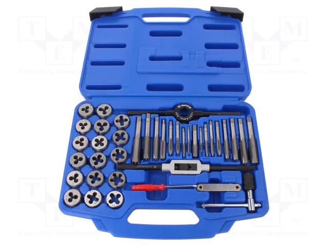 Kit: taps; Kit: taps,threading dies,tap wrench,diestock; 39pcs. KING TONY KT-12939SQ1