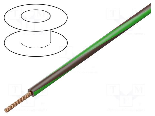 Wire; H05V-K,LgY; stranded; Cu; 0.75mm2; PVC; brown-green; 100m BQ CABLE LGY0.75-BR/GR