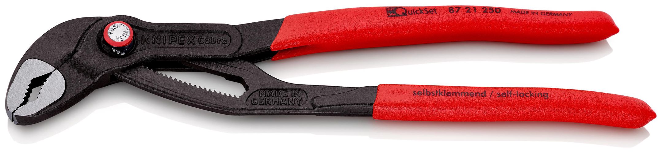 KNIPEX 87 21 250 Cobra® QuickSet High-Tech Water Pump Pliers covered with non-slip plastic grey atramentized 250 mm 87 21 250 4003773072775