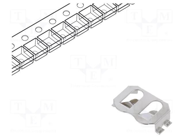 Clip; BR1216,BR1225,CR1216,CR1225; SMT; 3.6mm; reel LINX TECHNOLOGIES BAT-HLD-012-SMT-TR