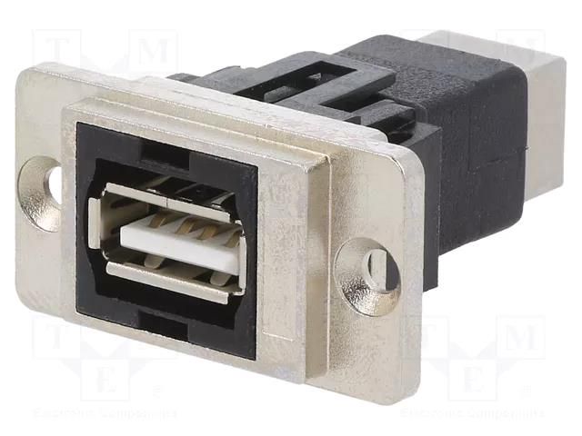Coupler; DUALSLIM; gold-plated; USB A socket,USB B socket; 29mm CLIFF CP30709NM