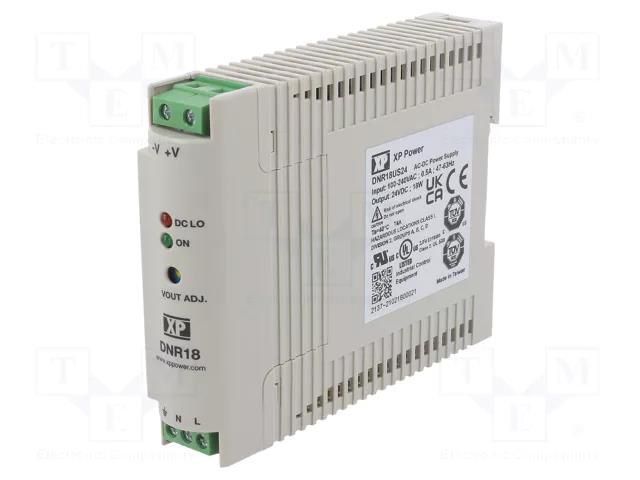 Power supply: switching; for DIN rail; 18W; 24VDC; 750mA; -20÷70°C XP POWER DNR18US24