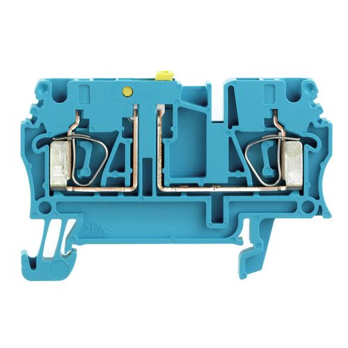 Test-disconnect terminal, Tension-clamp connection, 2.5 mm², 500 V, 20 A, Pivoting, Cross-disconnect: without, Integral test socket: Yes, TS 35, blue Weidmuller 8731710000 04032248404896