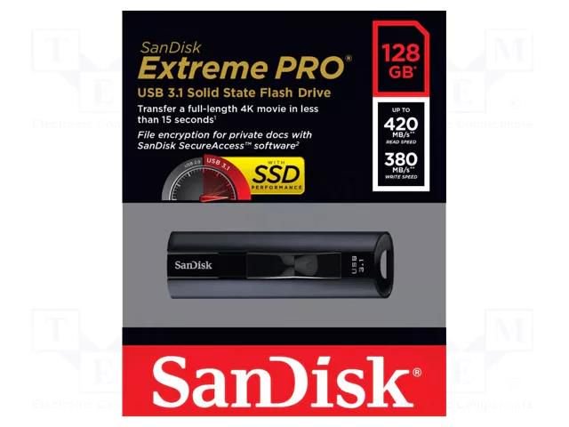 Pendrive; USB 3.2; 128GB; Extreme PRO; black; USB A SANDISK SDCZ880-128G-G46