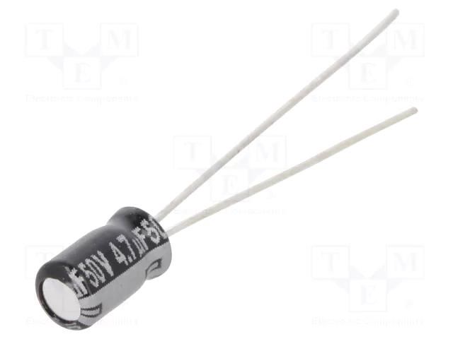 Capacitor: electrolytic; THT; 4.7uF; 50VDC; Ø4x7mm; Pitch: 1.5mm PANASONIC EEAGA1H4R7