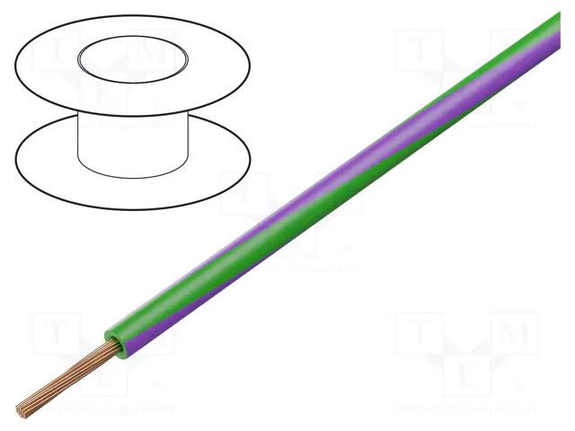 Wire; H05V-K,LgY; stranded; Cu; 0.35mm2; PVC; green-violet; 200m BQ CABLE LGY0.35-GR/VI
