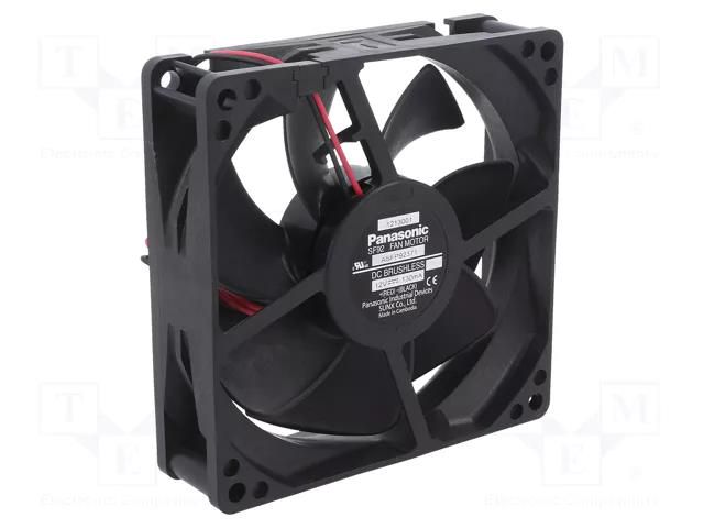 Fan: DC; axial; 12VDC; 92x92x25mm; 67.8m3/h; 25dBA; ball; 2400rpm PANASONIC ASFP92371