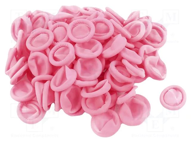Cleanroom acces: finger cots; pink; latex; L; dissipative; ISO 5 ANTISTAT ATS-600-0618