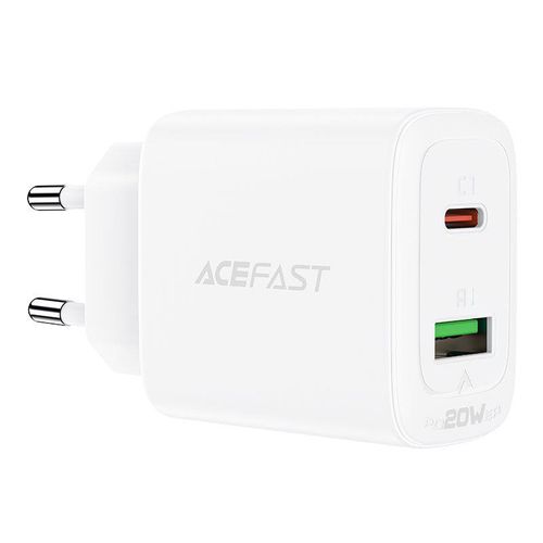 Acefast wall charger USB Type C / USB 20W, PPS, PD, QC 3.0, AFC, FCP white (A25 white), Acefast 6974316281214