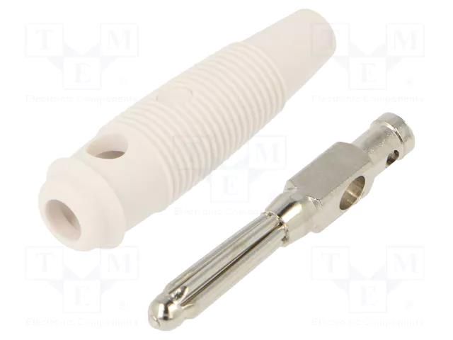 Connector: 4mm banana; plug; 30A; 60VDC; white; 3mΩ; 2.5mm2 HIRSCHMANN T&M BUELA30KWH