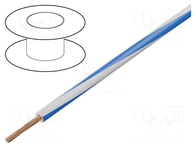 Wire; H05V-K,LgY; stranded; Cu; 1mm2; PVC; white-blue; 300V,500V BQ CABLE LGY1.0-WH/BL