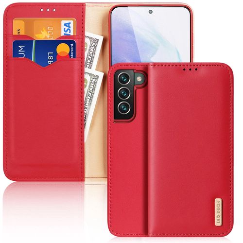 Dux Ducis Hivo Leather Flip Cover Genuine Leather Wallet For Cards And Documents Samsung Galaxy S22 + (S22 Plus) Red, Dux Ducis 6934913043653 6934913043653