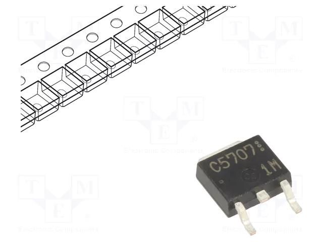 Transistor: NPN; bipolar; 50V; 8A; 1W; DPAK ONSEMI 2SC5707-TL-E